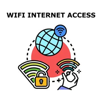 Global network internet access with secure wireless connection Stock Illustration