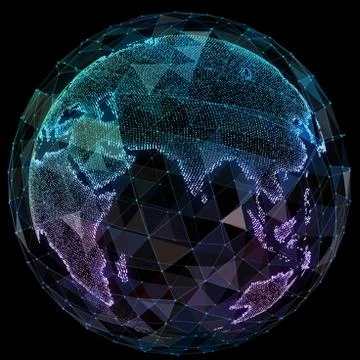 Global network internet technologies. Digital world map Illustrazione stock
