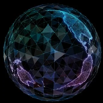 Global network internet technologies. Digital world map Stock-Illustration
