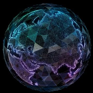 Global network internet technologies. Digital world map Illustrazione stock