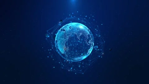 Global network IoT Internet of Things Network 3D Holographic Earth globe HUD, di Stock Footage 341893253