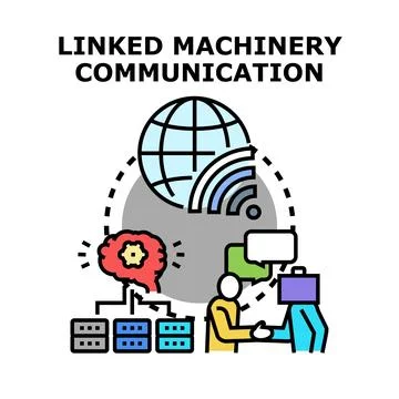 Global network linking ai smart machinery concepts Stock Illustration
