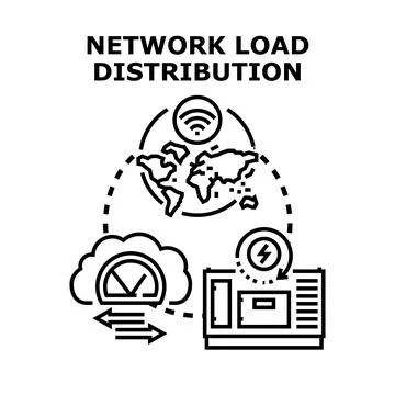 Global network load distribution and data balancing concept Stock Illustration