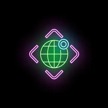 Global network location tracking neon sign concept Ilustración de archivo