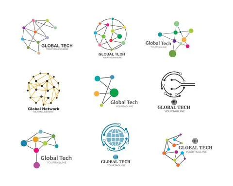 Global network logo icon vector illustration design Illustrazione stock