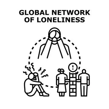 Global network of loneliness concept vector illustration Illustrazione stock