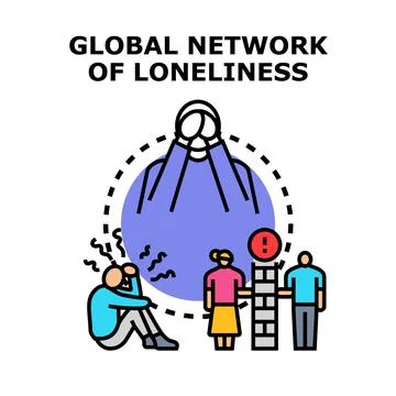 Global network of loneliness concept vector illustration Stock Illustration