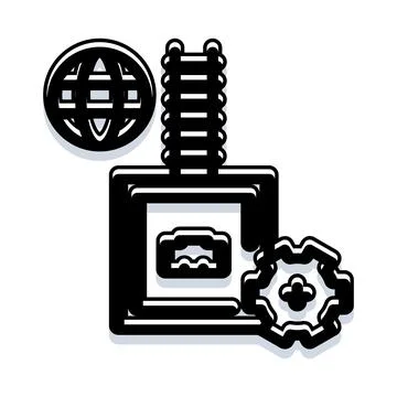 Global network machine learning process integration icon Stock Illustration
