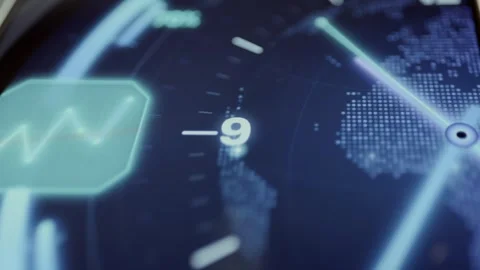 Global Network Map Interface on Smartwatch Screen Stock Footage 341872627