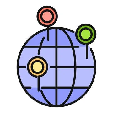 Global network map with multiple location marker pins イラスト素材