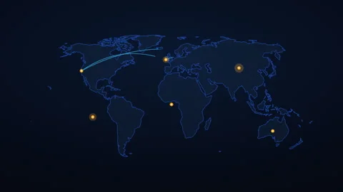 Global network map showing international data connections Stock Footage 345641365