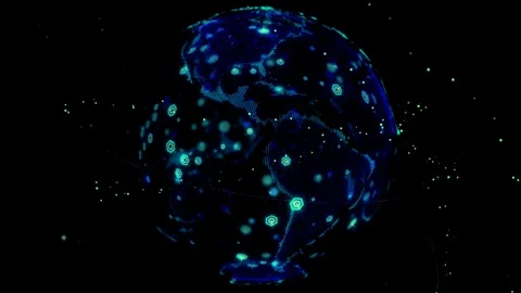 Global network network connection the world abstract 3D rendering satellites Vidéo 119321516
