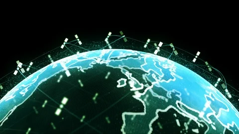 Global network network connection the world abstract 3D rendering satellites 動画素材 126709902