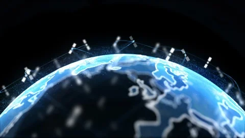 Global network network connection the world abstract 3D rendering satellites Stock Footage 128557894