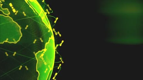 Global network network connection the world abstract 3D rendering satellites Stock Illustration