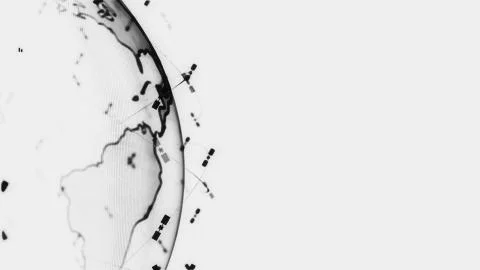 Global network network connection the world abstract 3D rendering satellites Stockillustratie