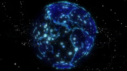 Global network network connection the world abstract 3D rendering satellites Stock Illustration