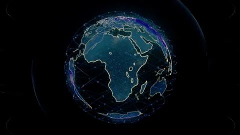 Global network network connection the world abstract 3D rendering satellites Illustrazione stock