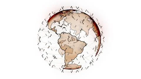 Global network network connection the world abstract 3D rendering satellites Stockillustratie