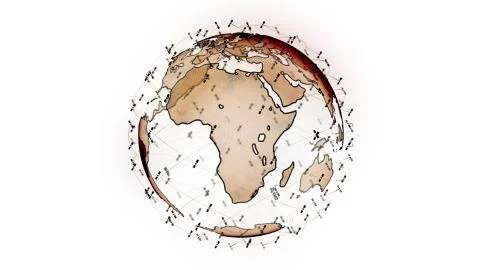 Global network network connection the world abstract 3D rendering satellites Stockillustratie