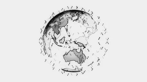 Global network network connection the world abstract 3D rendering satellites Illustrazione stock