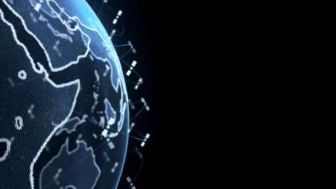 Global network network connection the world abstract 3D rendering satellites Stock Illustration