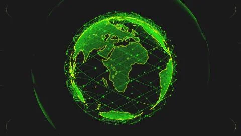 Global network network connection the world abstract 3D rendering satellites Stock Illustration