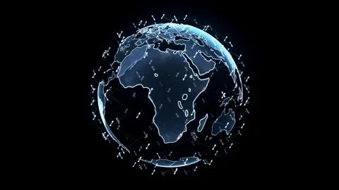 Global network network connection the world abstract 3D rendering satellites Stock Illustration