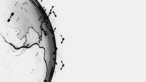 Global network network connection the world abstract 3D rendering satellites Stockillustratie