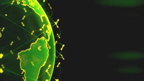 Global network network connection the world abstract 3D rendering satellites Illustrazione stock