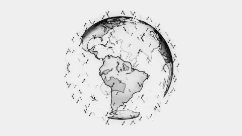 Global network network connection the world abstract 3D rendering satellites Stockillustratie