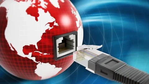 Global network with a network socket on the globe Stock Illustration