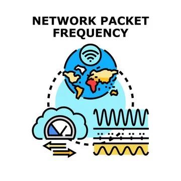 Global network packet frequency concept technology infrastructure Stock Illustration