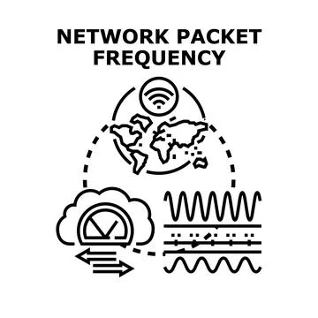 Global network packet frequency concept technology infrastructure Stock Illustration