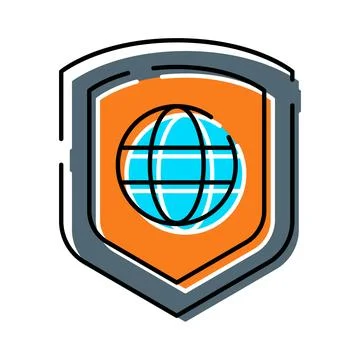 Global network protection cybersecurity defense shield icon イラスト素材