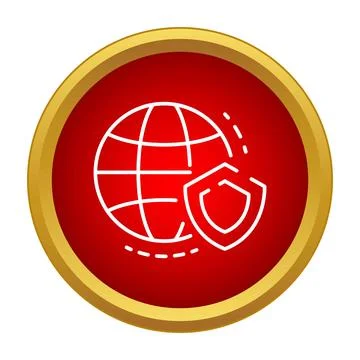 Global network protection with cybersecurity shield icon Illustrazione stock