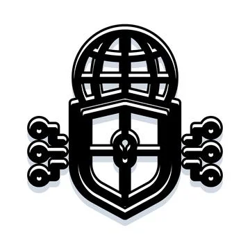 Global network protection with data security shield Illustrazione stock