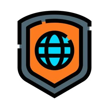 Global network protection shield cybersecurity icon Illustrazione stock