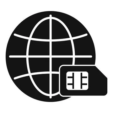 Global network roaming with a sim card icon Stock Illustration
