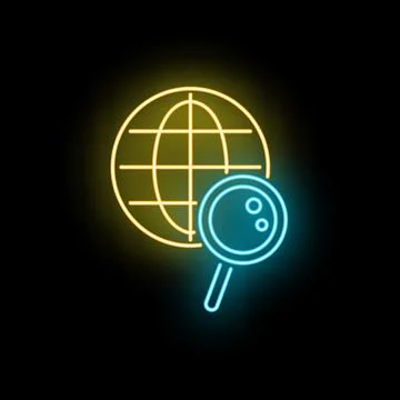 Global network search digital discovery neon icon Illustrazione stock
