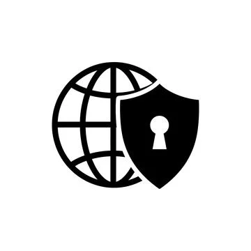 Global Network Security and Shield Icon Stock Illustration
