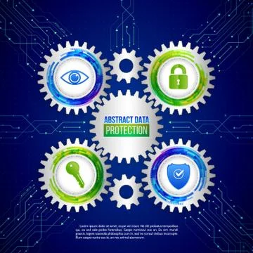 Global network security on the circuit blue background. Digital technology pr Stock-Illustration