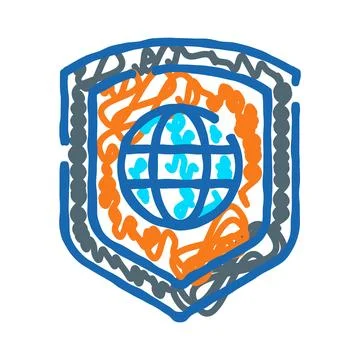 Global network security concept with earth shield 스톡 일러스트