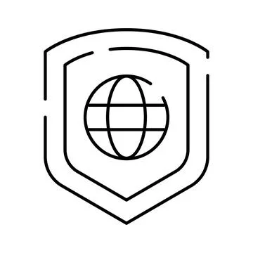 Global network security icon protecting worldwide internet data Stock Illustration