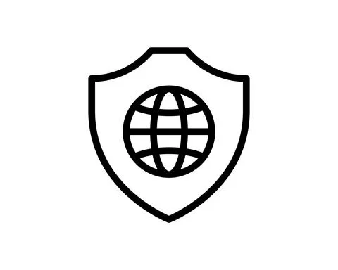 Global network security line icon. World protection linear style sign for mob Stock Illustration