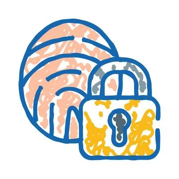 Global network security lock protecting digital data Stock Illustration