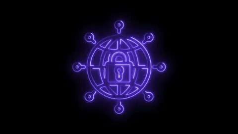 Global network security neon style cybersecurity connections abstract digit.. Stock Footage 346008308