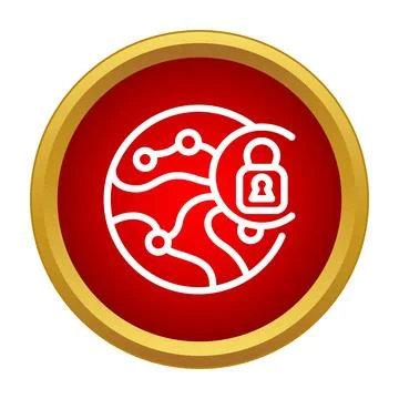 Global network security padlock internet protection icon Stock Illustration