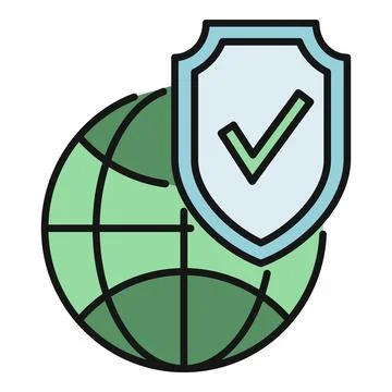 Global network security shield with checkmark Stock Illustration