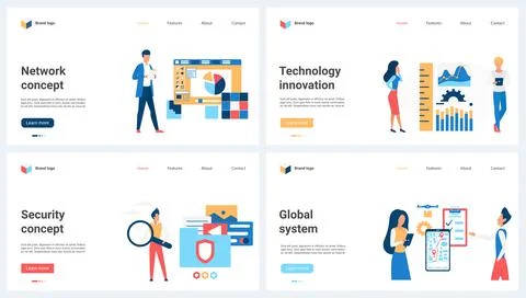 Global network security system, technology innovation, people work with virtual Stock Illustration
